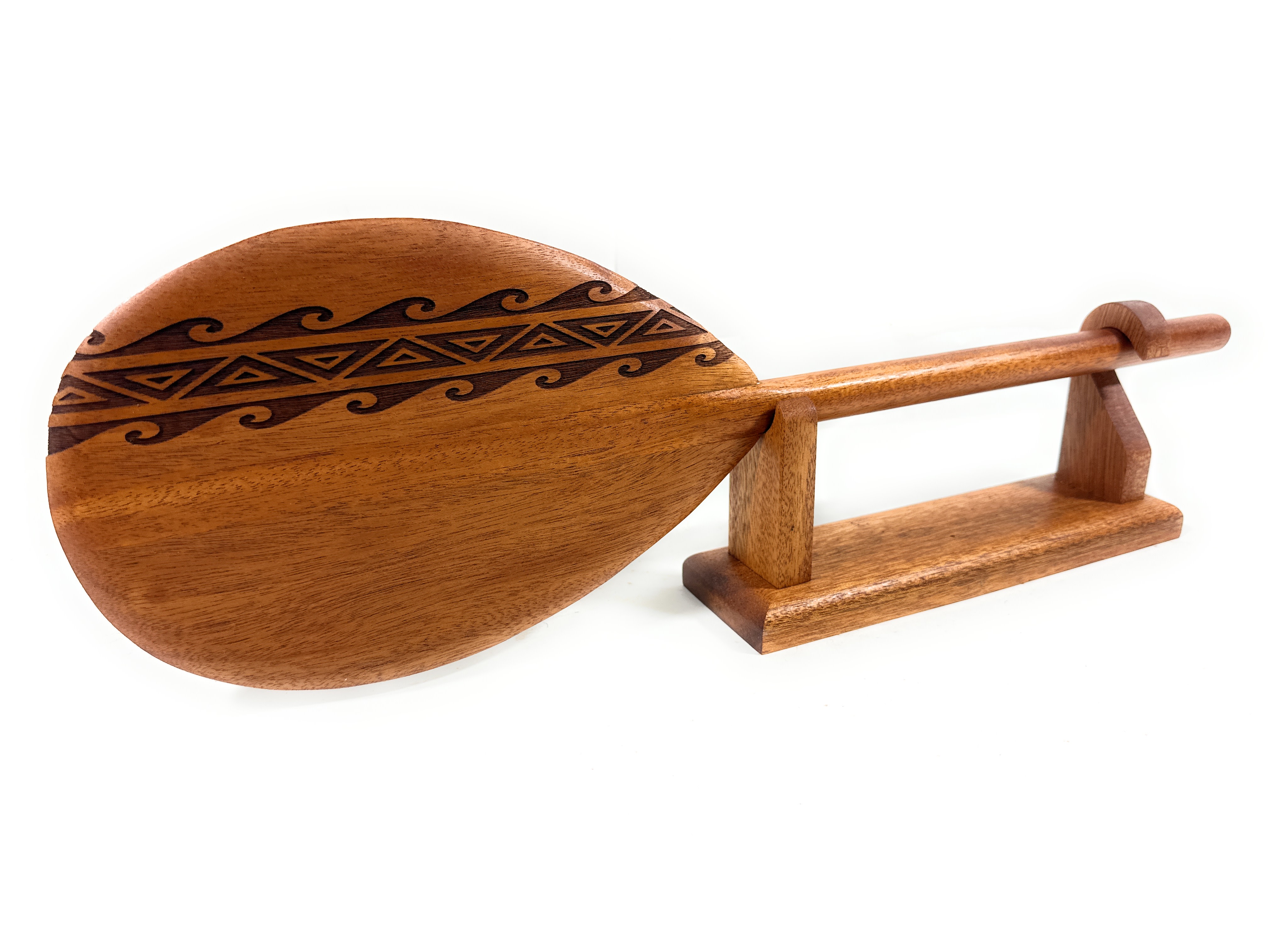 Trophy Koa paddle 24 inch Etched Tribal Design w/ stand | #koa7022n Trophy Koa paddle 24 inch Etched Tribal Design w/ stand | #koa7022n